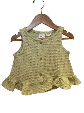 ZARA soft green pointelle peplum sleeveless button-front top - size 4